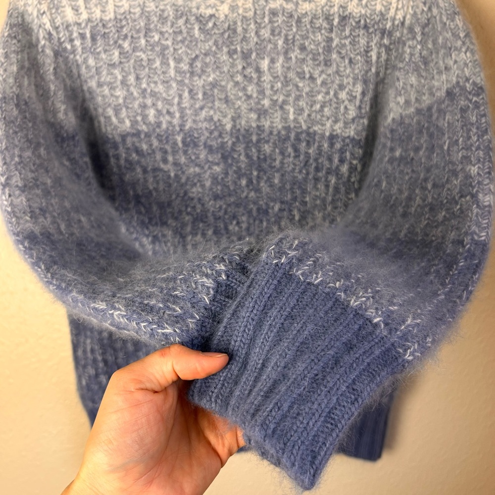 Vtg White Stag angora blend striped blue turtleneck sweater - Picture 4 of 6